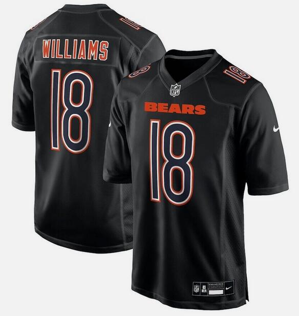 Men's Black Chicago Bears #18 Caleb Williams Fashion Stitched Game Jersey